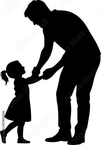 father and daughter dancing silhouette vector illustration