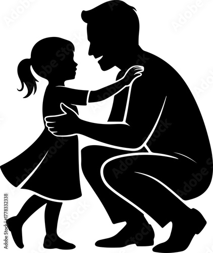 father and daughter dancing silhouette vector illustration
