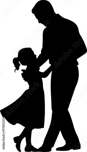 father and daughter dancing silhouette vector illustration