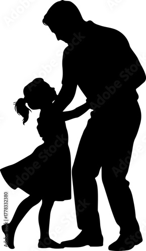 father and daughter dancing silhouette vector illustration