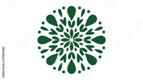 Stylized green floral medallion