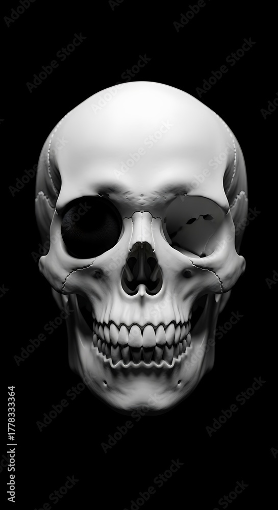 Fototapeta premium Anatomical Skull Study - A Detailed Look at Human Cranial Structure.