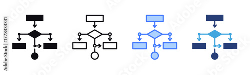 Flowchart icon sheet multiple style collection