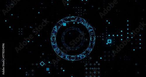 Wallpaper Mural Blue Cybernetic Portal with Glowing Particles, Seamless Motion Loop Torontodigital.ca