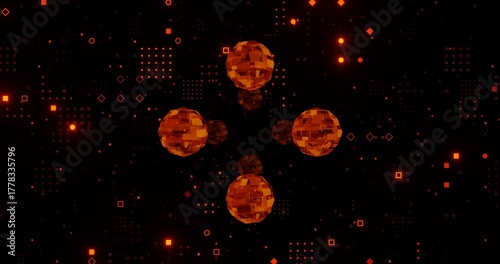 Wallpaper Mural Futuristic Cyber Tech Orange Orbs, Sci-Fi VJ Loop Background Torontodigital.ca