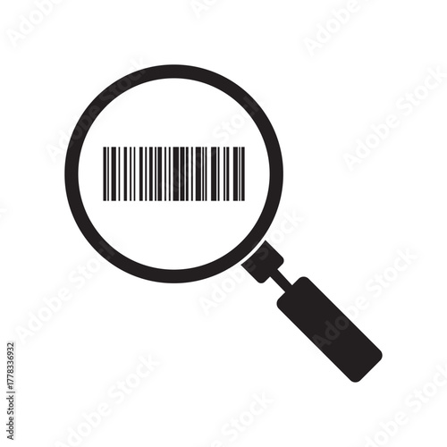 vector flat icon of barcode with magnifying glass