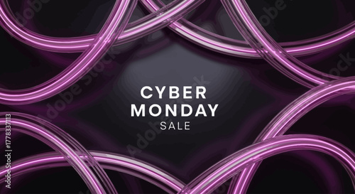 Cyber Monday Magenta Silver Wave Background