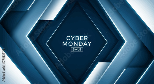 Cyber Monday Blue White Layered Triangle Background