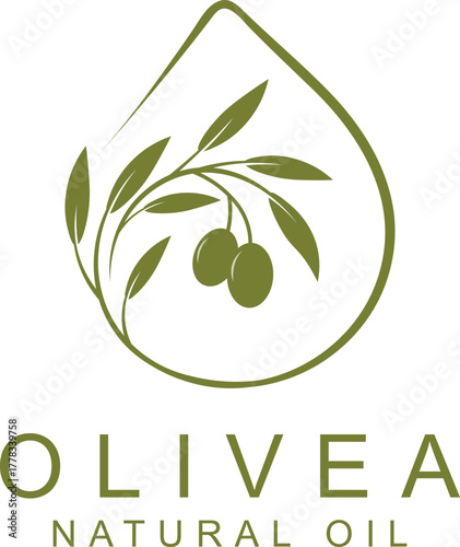 olivea logo design for beauty salons, cosmetics, and spas. Olive logo, vector set. Emblem composition with olives and typography.