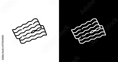 Bacon Strip White Icon Set Design