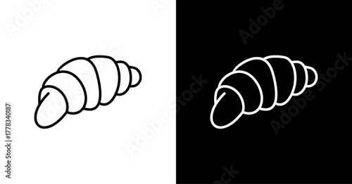 Croissant White Icon Set Design