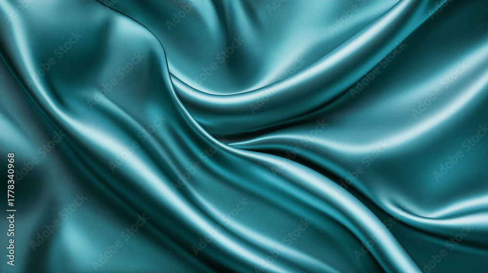 Fototapeta premium A blue fabric with a shiny texture. The fabric is smooth and has a shiny appearance. The color of the fabric is blue and it looks like it is made of silk