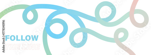 Abstract Intertwined Wavy Lines Banner Background with Subtle Pastel Gradient Colors