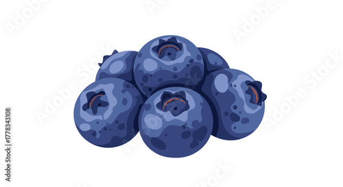 A cluster of fresh, ripe, and juicy dark blue blueberries, often used in healthy recipes and breakfast dishes, presented on a clean white background.