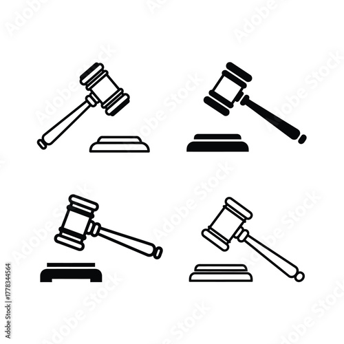 Judicial Auction Symbols A Collection of Gavel Icons for Legal Themes