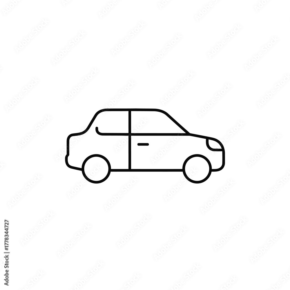 Obraz premium Simple Car Icon in Outline Style Perfect for Web and Mobile Design, Clean Transportation Symbol
