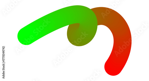 Abstract organic shapes with a vibrant green to red gradient on white background