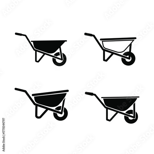 Garden Cart Icons Collection of Simple Wheelbarrow Designs
