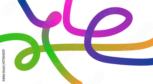 Abstract colorful swirling lines forming a playful design on white background