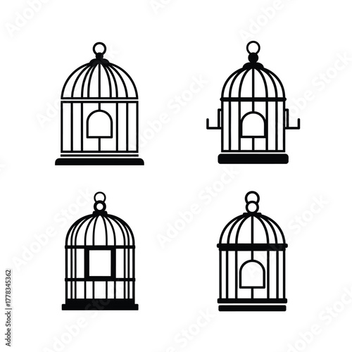 Four Birdcage Illustrations A Study in Confinement and Freedom