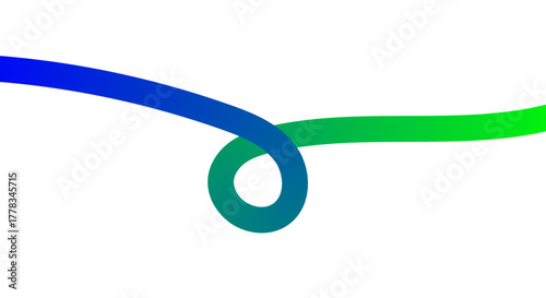 Abstract flowing ribbon with blue and green gradient on white background