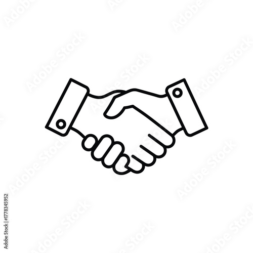 Simple line art of a handshake, a universal sign for agreement, partnership, and professional cooperation