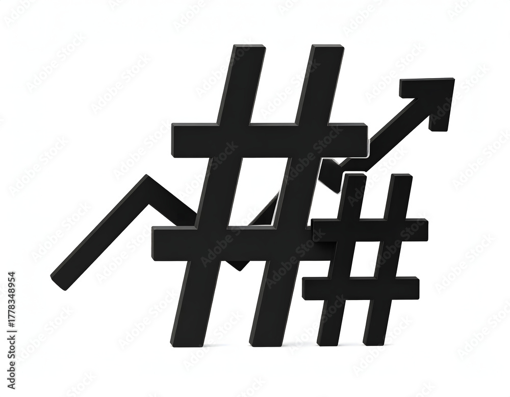 Obraz premium Trending Hashtags Upward Growth and Social Media Popularity