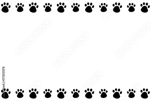 手書き肉球のゆるかわフレームイラスト