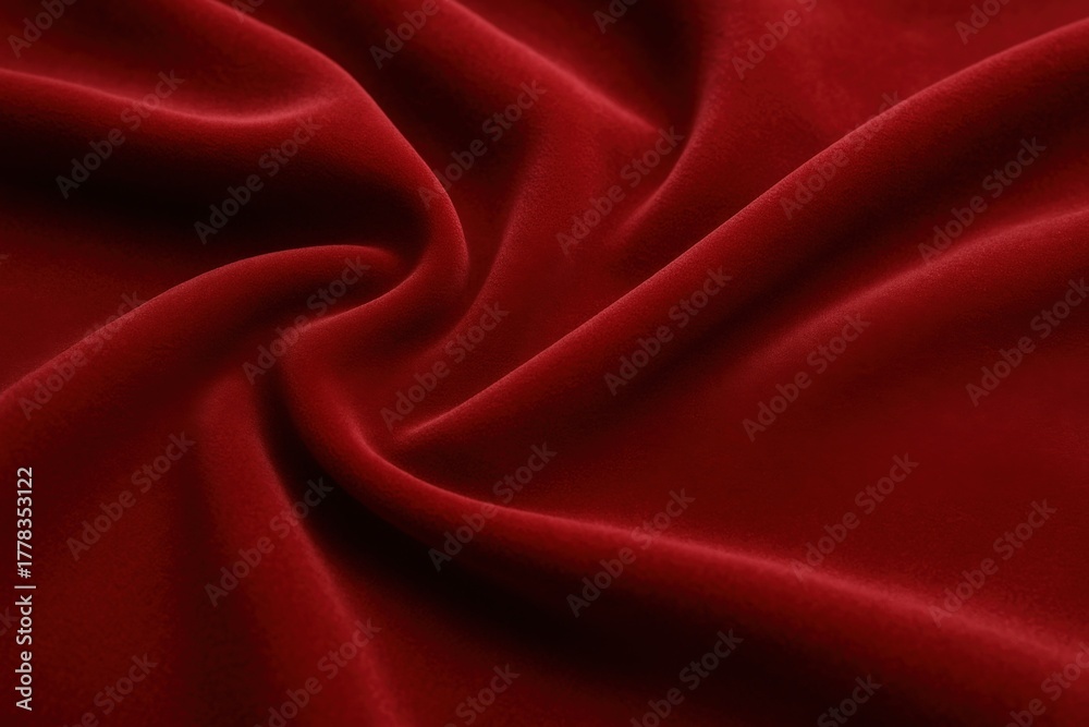 Obraz premium Luxurious Red Velvet Fabric Swirl, Close-Up Texture for Fashion, Design, and Textile Industries