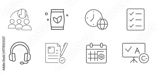 Business Management, Education, and Customer Support Outline Vector Icons