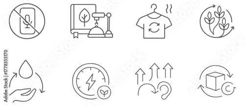 Circular Economy, Sustainability, and Eco Innovation Line Icon Set