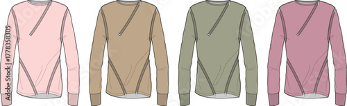 V-neck Long Sleeve Shirt Variety A Range of Colors for Every Style