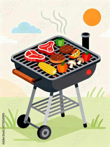 Summer Barbecue Grilling Delicious Food Outdoors On A Sunny Day