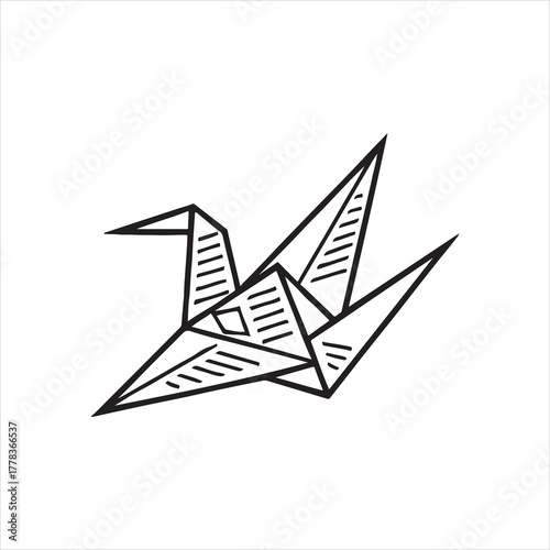 Elegant Origami Crane Illustration a Symbol of Peace and Harmony in Traditional Japanese Art and Design Aesthetics