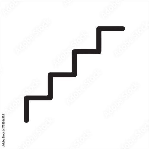 Minimalist Line Drawing of Stairs Symbolizing Progress and Ambition in Black and White Simple Design Element