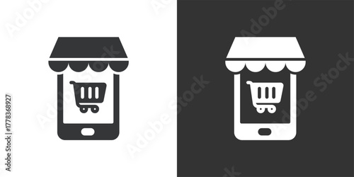Online Shopping Application icon. Solid glyph series icon