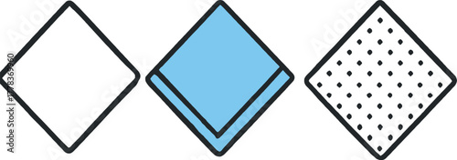 Simple Diamond Shape Set with Different Fill Styles for Creative Designs and Presentations isolated on white background