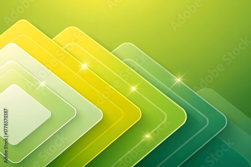 Abstract geometric squares background modern green and yellow design v