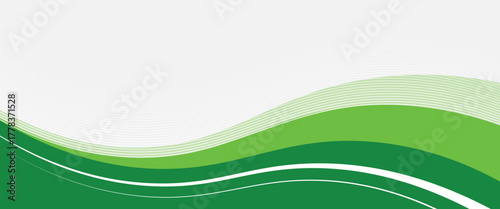 Abstract white and green wave wide background banner with wave line decoration. eps10.