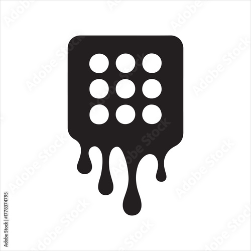 Melting Matrix Black and White Illustration Symbolizing Technological Breakdown and Conceptual Data Loss on a Clean Backdrop