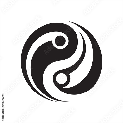 Yin Yang Symbol in Black and White Representing Harmony Balance and Interdependence on a Clean Background