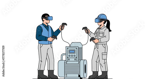 Virtual reality training simulation for industrial equipment use