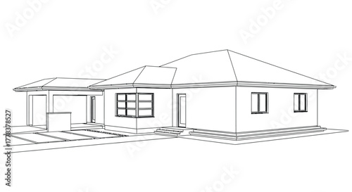 House blueprint architectural design single story home drawing