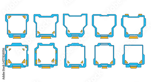 Set of futuristic hud frames vector design for game interface ui