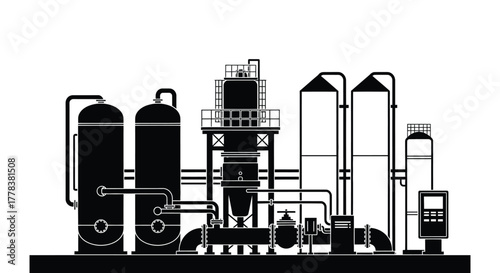 Industrial plant equipment vector illustration for engineering