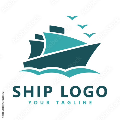 Cruise ship logo vector template
