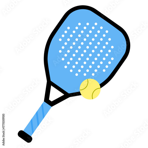 Vector illlustration of racket and ball from "Padel" sport