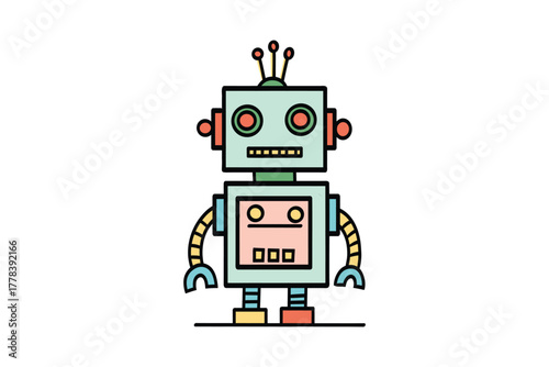 Cute Robot Character Vector Illustration | Adorable Futuristic Cartoon