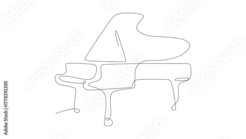Continuous Drawing Line piano music instrument with minimalist design characteristics.