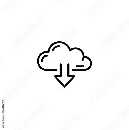 Vector Icon of Cloud Download Symbolizing Easy Access to Data and Software Illustrating Cloud Computing and Data Storage for Modern Technology Needs and Data Transfers
